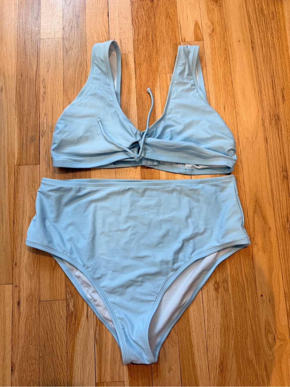 Cupshe Soft Sky Blue High-Waist Bikini Set